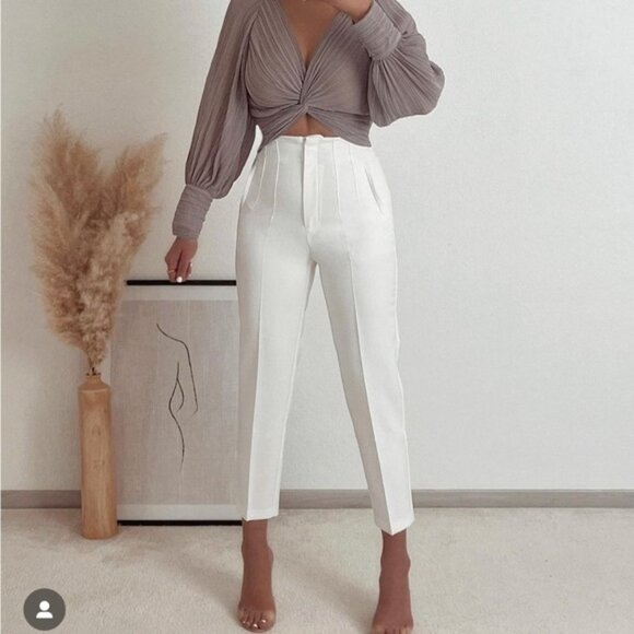 Zara Pants - Zara high waisted white trousers